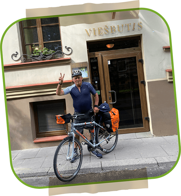 Tagebuchbild von Mann auf Fahrradtour
